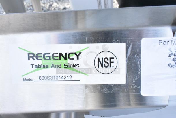 BRAND NEW SCRATCH AND DENT! Regency 600S31014212 58" 16-Gauge Stainless Steel Three Compartment Commercial Sink w/ 2 Drainboards - 10" x 14" x 10" Bowls. No Legs. - Image 4 of 4