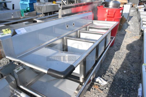 BRAND NEW SCRATCH AND DENT! Regency 600S31620218 88" 16 Gauge Stainless Steel Three Compartment Commercial Sink. No Legs. - Image 2 of 4