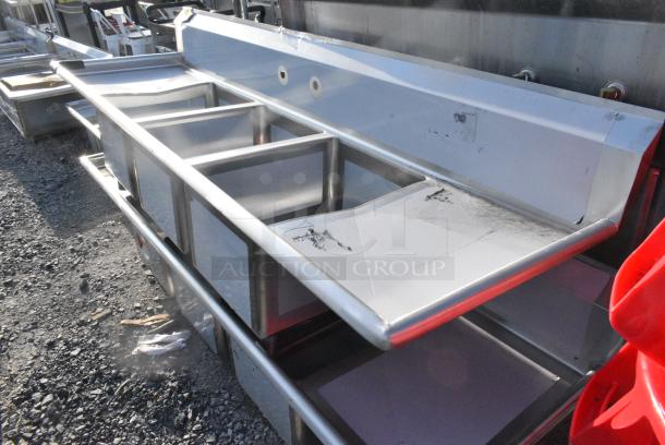 BRAND NEW SCRATCH AND DENT! Regency 600S31620218 88" 16 Gauge Stainless Steel Three Compartment Commercial Sink. No Legs. - Image 3 of 4