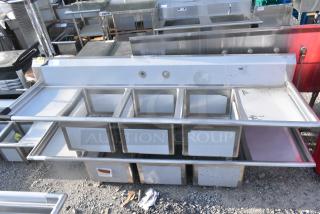 BRAND NEW SCRATCH AND DENT! Regency 600S31620218 88" 16 Gauge Stainless Steel Three Compartment Commercial Sink. No Legs.