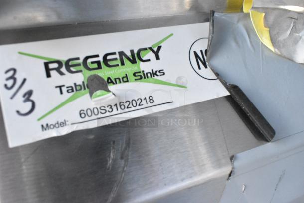 BRAND NEW SCRATCH AND DENT! Regency 600S31620218 88" 16 Gauge Stainless Steel Three Compartment Commercial Sink. No Legs. - Image 5 of 5