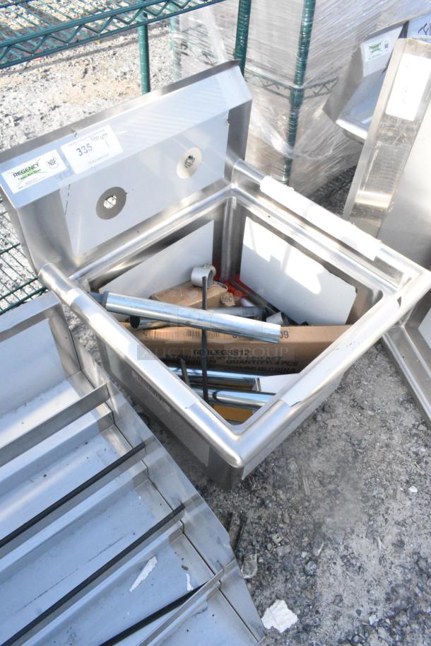 BRAND NEW SCRATCH AND DENT! Regency 600S11717 22" 16-Gauge Stainless Steel One Compartment Commercial Sink with Galvanized Steel Legs and without Drainboard - Image 2 of 6