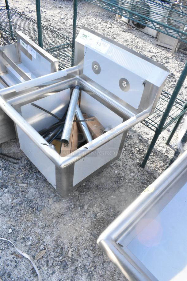 BRAND NEW SCRATCH AND DENT! Regency 600S11717 22" 16-Gauge Stainless Steel One Compartment Commercial Sink with Galvanized Steel Legs and without Drainboard - Image 3 of 6
