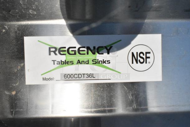 BRAND NEW SCRATCH AND DENT! Regency 600CDT36L 16 Gauge 3' Clean Dish Table - Left Drainboard - Image 4 of 4