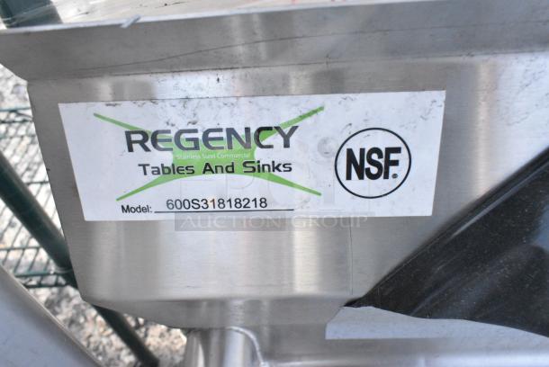 BRAND NEW SCRATCH AND DENT! Regency 600S31818218 94" 16 Gauge Stainless Steel Three Compartment Commercial Sink with Cross Bracing and 2 Drainboards - 18" x 18" x 14" Bowls. No Legs. - Image 5 of 5