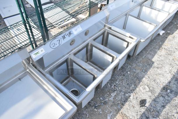 BRAND NEW SCRATCH AND DENT! Regency 600S314014s 39" 16-Gauge Stainless Steel Three Compartment Commercial Sink with Galvanized Steel Legs and without Drainboards - 10" x 14" x 12" Bowls. No Legs. - Image 2 of 4