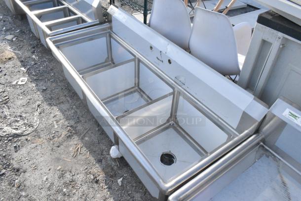 BRAND NEW SCRATCH AND DENT! Steelton 522CS31818 59 1/2" 18-Gauge Stainless Steel Three Compartment Commercial Sink without Drainboard - 18" x 18" x 12" Bowls. No Legs. - Image 3 of 4