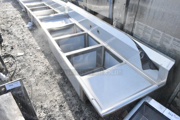 BRAND NEW SCRATCH AND DENT! Regency Spec Line Stainless Steel Three Compartment Commercial Sink with Galvanized Steel Legs and 2 Drainboards. No Legs. - Image 3 of 6