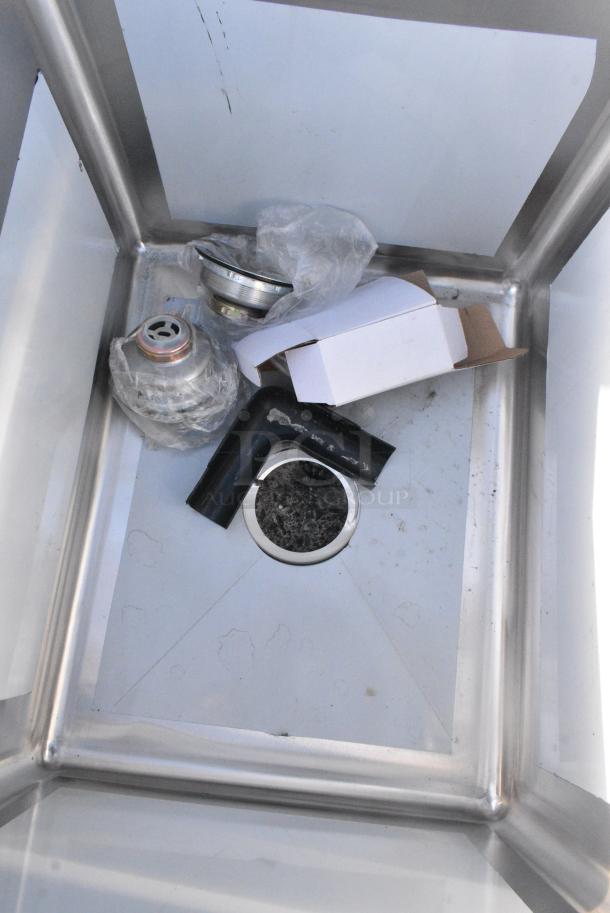 BRAND NEW SCRATCH AND DENT! Regency Spec Line Stainless Steel Three Compartment Commercial Sink with Galvanized Steel Legs and 2 Drainboards. No Legs. - Image 4 of 6