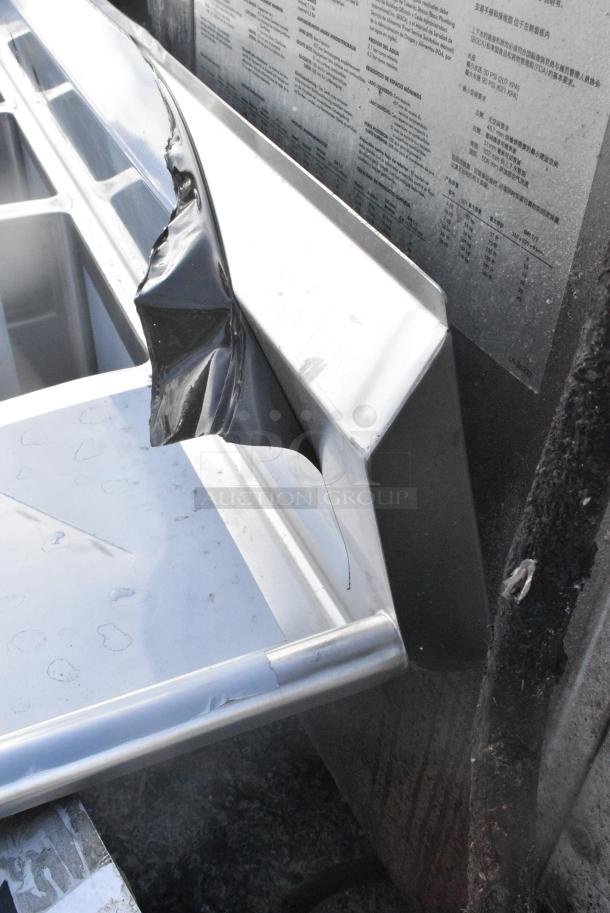 BRAND NEW SCRATCH AND DENT! Regency Spec Line Stainless Steel Three Compartment Commercial Sink with Galvanized Steel Legs and 2 Drainboards. No Legs. - Image 6 of 6
