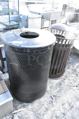 2 BRAND NEW SCRATCH AND DENT! Metal Trash Can Shells; Black and Brown. 2 Times Your Bid!