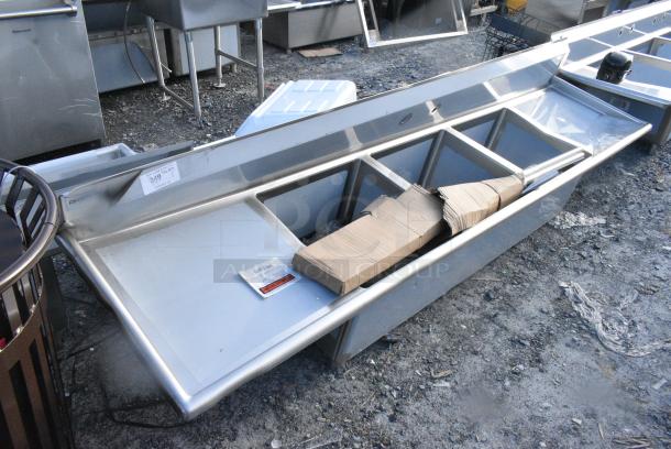 BRAND NEW SCRATCH AND DENT! Regency Spec Line Stainless Steel 3 Bay Sink w/ Dual Drain Boards. - Image 1 of 5