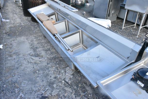 BRAND NEW SCRATCH AND DENT! Regency Spec Line Stainless Steel 3 Bay Sink w/ Dual Drain Boards. - Image 2 of 5