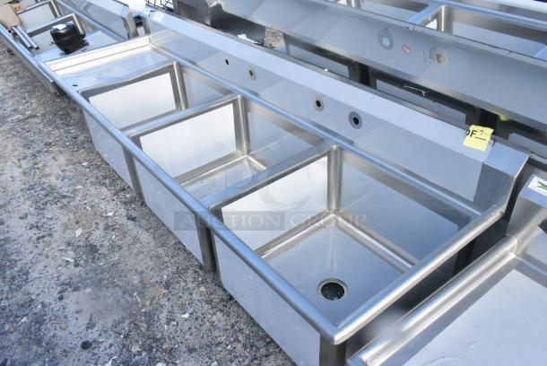 BRAND NEW SCRATCH AND DENT! Regency 600S3242418L Stainless Steel 3 Bay Sink w/ Left Side Drain Board. No Legs. - Image 2 of 3