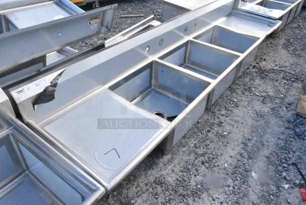 BRAND NEW SCRATCH AND DENT! Regency 600S32323224 Stainless Steel 3 Bay Sink w/ Dual Drain Boards. No Legs. - Image 1 of 3