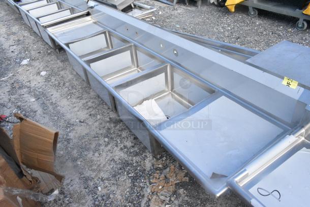 BRAND NEW SCRATCH AND DENT! Regency 600S32323224 Stainless Steel 3 Bay Sink w/ Dual Drain Boards. No Legs. - Image 2 of 3