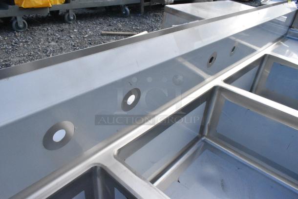 BRAND NEW SCRATCH AND DENT! Regency 600S32323224 Stainless Steel 3 Bay Sink w/ Dual Drain Boards. No Legs. - Image 3 of 3
