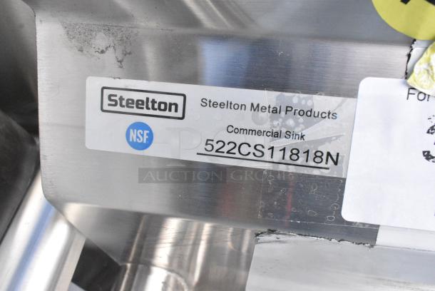 BRAND NEW SCRATCH AND DENT! Steelton 522CS11818N 23 1/2" 18-Gauge Stainless Steel One Compartment Commercial Sink without Drainboard - 18" x 18" x 12" Bowl. No Legs - Image 5 of 5