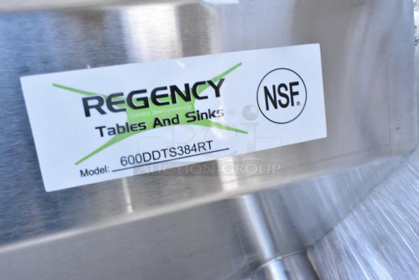 BRAND NEW SCRATCH AND DENT! Regency 600DDTS384RT 16-Gauge 7' Soiled / Dirty Dish Table with 3-Compartment Sink - 16" x 20" x 14" Bowls - Right Drainboard - Image 5 of 5
