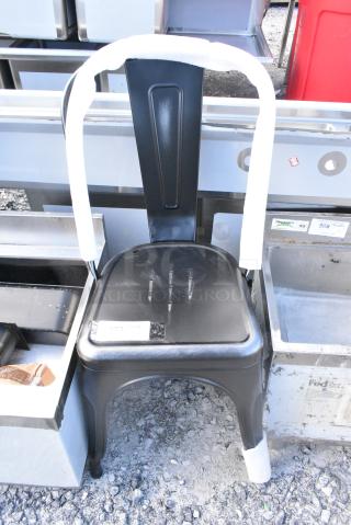 BRAND NEW SCRATCH AND DENT! Lancaster Table & Seating 164CMCAFEBKD Alloy Series Distressed Onyx Black Outdoor Cafe Chair