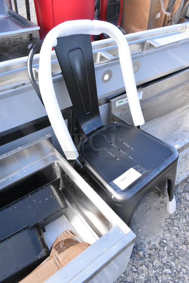 BRAND NEW SCRATCH AND DENT! Lancaster Table & Seating 164CMCAFEBKD Alloy Series Distressed Onyx Black Outdoor Cafe Chair - Image 2 of 4