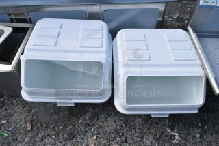 2 BRAND NEW SCRATCH AND DENT! White Poly Ingredient Bins. No Lids. 2 Times Your Bid!