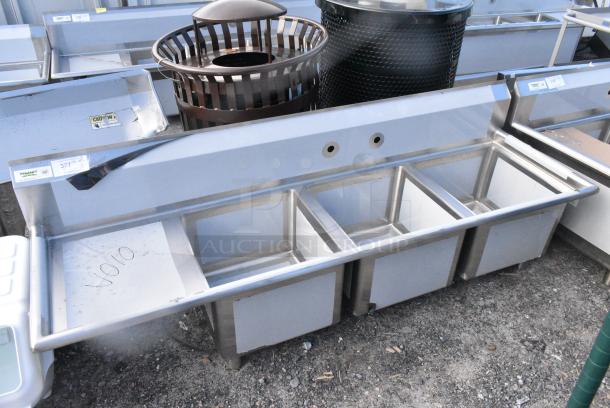 BRAND NEW SCRATCH AND DENT! Regency 600S3171718L Stainless Steel 3 Bay Sink w/ Left Side Drain Board. No Legs. - Image 1 of 4