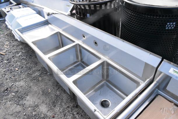 BRAND NEW SCRATCH AND DENT! Regency 600S3171718L Stainless Steel 3 Bay Sink w/ Left Side Drain Board. No Legs. - Image 2 of 4