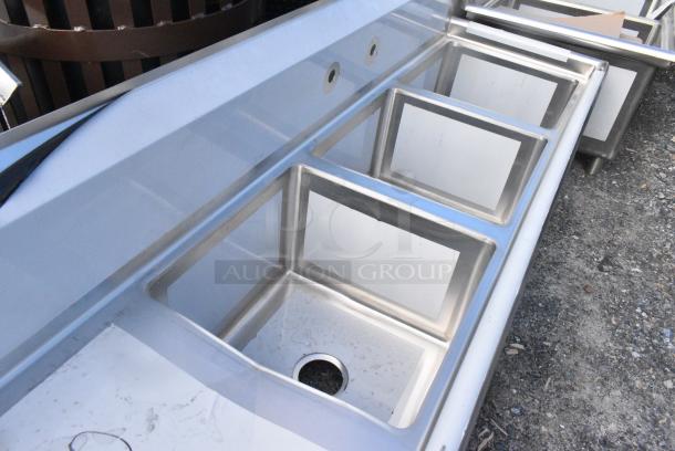 BRAND NEW SCRATCH AND DENT! Regency 600S3171718L Stainless Steel 3 Bay Sink w/ Left Side Drain Board. No Legs. - Image 3 of 4