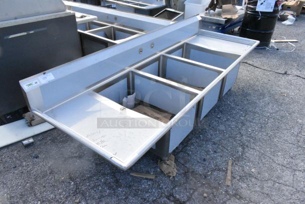 BRAND NEW SCRATCH AND DENT! Regency 600S32030220 Stainless Steel 3 Bay Sink w/ Dual Drain Boards. - Image 2 of 5