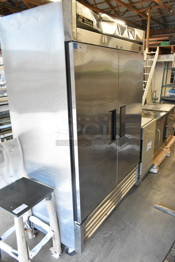 True T-49 Stainless Steel Commercial 2 Door Reach In Cooler w/ Poly Coated Racks. 115 Volts, 1 Phase. Tested and Working! - Image 1 of 7