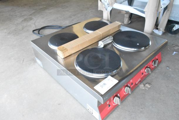 BRAND NEW SCRATCH AND DENT! Avantco 177CER400 Stainless Steel Commercial Countertop 4-Burner Solid French-Style Electric Range. 208/240 Volts, 1 Phase. - Image 2 of 5