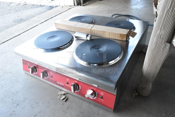 BRAND NEW SCRATCH AND DENT! Avantco 177CER400 Stainless Steel Commercial Countertop 4-Burner Solid French-Style Electric Range. 208/240 Volts, 1 Phase. - Image 3 of 5