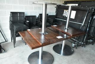 4 Wood Pattern Table on Metal Table Base. Includes 36x24x31, 36x36x31. 4 Times Your Bid!