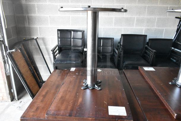 4 Wood Pattern Table on Metal Table Base. Includes 36x24x31, 36x36x31. 4 Times Your Bid! - Image 5 of 5