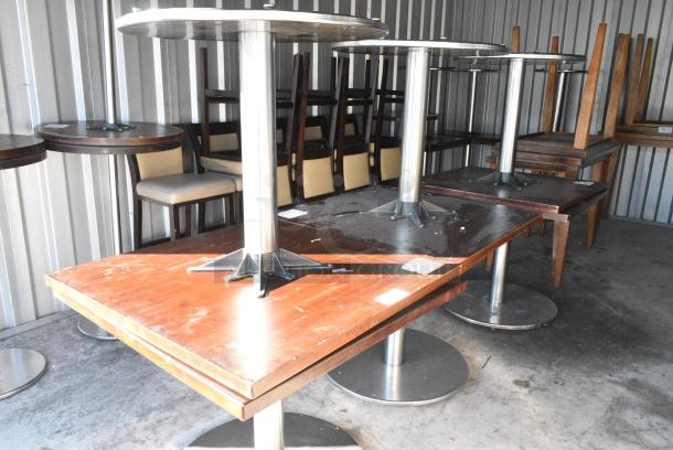 6 Wood Pattern Table on Metal Table Base. Includes 36x36x30. 6 Times Your Bid! - Image 2 of 6