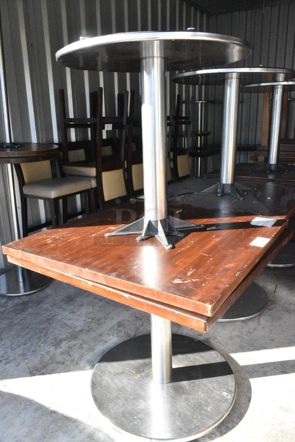 6 Wood Pattern Table on Metal Table Base. Includes 36x36x30. 6 Times Your Bid! - Image 3 of 6