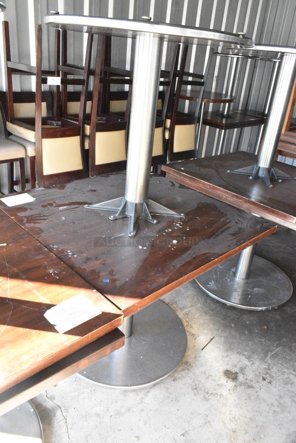 6 Wood Pattern Table on Metal Table Base. Includes 36x36x30. 6 Times Your Bid! - Image 4 of 6