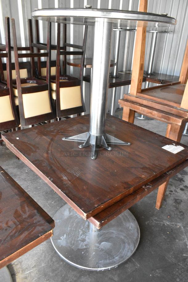 6 Wood Pattern Table on Metal Table Base. Includes 36x36x30. 6 Times Your Bid! - Image 5 of 6