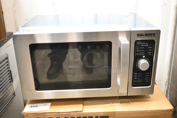 BRAND NEW SCRATCH AND DENT! 2024 Solwave 180MW1000D Stainless Steel Commercial Microwave with Dial Control. 120 Volts, 1 Phase. - Image 1 of 7