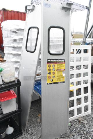 2 Metal Swinging Kitchen Doors w/ Window. 2 Times Your Bid!