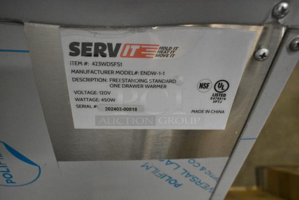 BRAND NEW SCRATCH AND DENT! 2024 ServIt 423WDSFS1 Stainless Steel Commercial Countertop Single Drawer Warming Drawer. 120 Volts, 1 Phase. Tested and Working! - Image 5 of 5