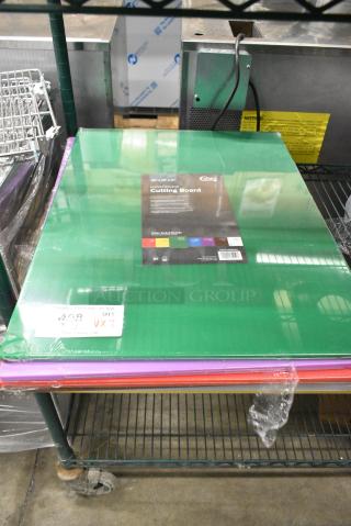 7 BRAND NEW SCRATCH AND DENT! Items Including 40724185GN Choice 24" x 18" x 1/2" Green Polyethylene Cutting Board, 40724185PL Choice 24" x 18" x 1/2" Purple Polyethylene Cutting Board, 40724185RD Choice 24" x 18" x 1/2" Red Polyethylene Cutting Board, 40724185BR Choice 24" x 18" x 1/2" Brown Polyethylene Cutting Board, 40724185WH Choice 24" x 18" x 1/2" White Polyethylene Cutting Board, 40724185BL Choice 24" x 18" x 1/2" Blue Polyethylene Cutting Board, 40724185YL Choice 24" x 18" x 1/2" Yellow Polyethylene Cutting Board. 7 Times Your Bid!