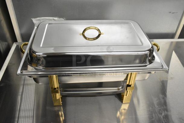 3 BRAND NEW SCRATCH AND DENT! Choice 92246320 Deluxe 8 Qt. Full Size Gold Accent Chafer. 3 Times Your Bid! - Image 2 of 6