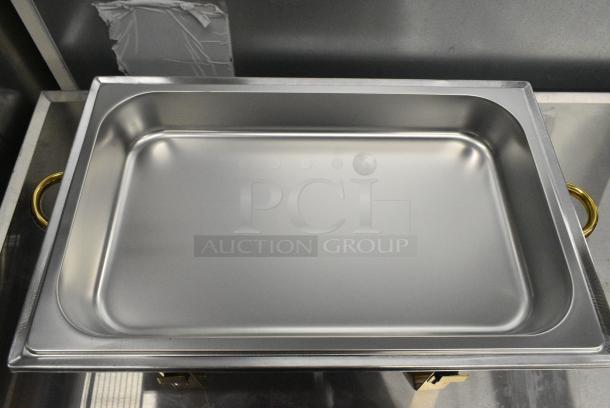 3 BRAND NEW SCRATCH AND DENT! Choice 92246320 Deluxe 8 Qt. Full Size Gold Accent Chafer. 3 Times Your Bid! - Image 3 of 6