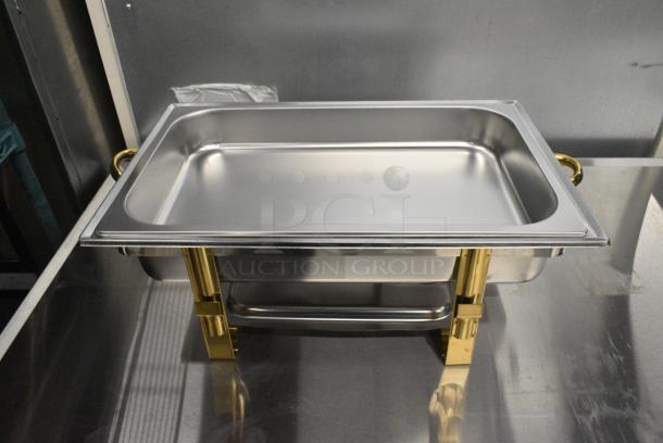 3 BRAND NEW SCRATCH AND DENT! Choice 92246320 Deluxe 8 Qt. Full Size Gold Accent Chafer. 3 Times Your Bid! - Image 4 of 6