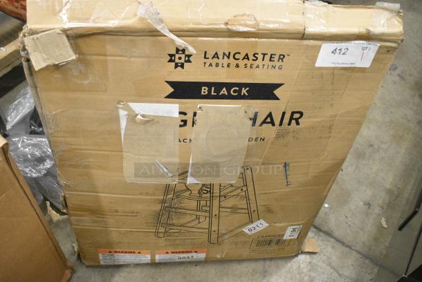 BRAND NEW SCRATCH AND DENT! 164WHCKDBK Lancaster Table & Seating Standard Height Wooden High Chair with Black Finish - Unassembled - Image 1 of 3