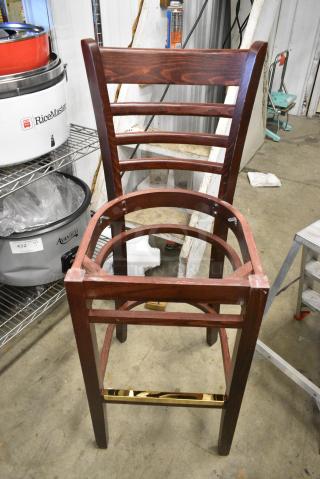 4 Brown and Black Wood Pattern Bar Height Chair Frame. 4 Times Your Bid!