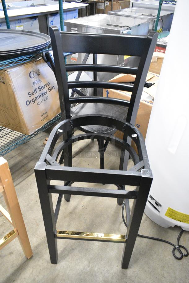 4 Brown and Black Wood Pattern Bar Height Chair Frame. 4 Times Your Bid! - Image 5 of 5
