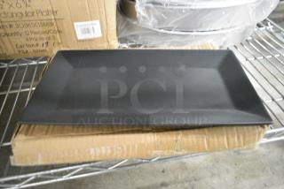 BRAND NEW Box of 12 303KSE13MBK Acopa 11 1/2" x 6 1/4" Matte Black Rectangular Stoneware Platter